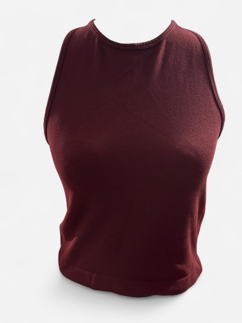 Intimately by Free People Ribbed High-Neck Tank Top in Burgundy
